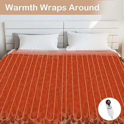 Electric Heated Blanket Full Size 72"x84", Cozy Large Oversized, 6 Heating Levels & 1-10 Hours Auto Off, Machine Washable, Brown Leopard Print