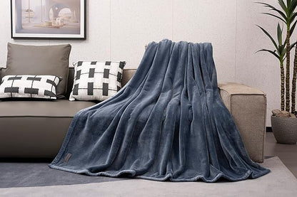 Mellowdy Extra Thick Hearty Plush Flannel Blanket (Dark Grey, 60x80) - 500GSM Twin Size Warm Blanket for Winter, Fall | Soft, Fluffy, Cuddly, Perfect for Bed, Oversized Throw for Couch, Sofa