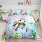 Cartoon Sea Turtle Comforter Set Mermaid Scale Turtle Printed Bedding Set with 1 Comforter and 2 Pillowcases for Boys and Girls Bedroom All Season(Turtle Twin)