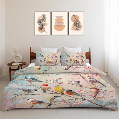 Bird Comforter Set Birds in The Tree Decor Bird Twin Bed Duvet Cover Set for Girls Boys Women Adults Teens Bedding Comforters 3 Piece Bedding Set
