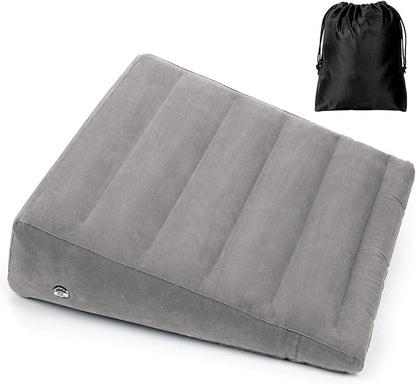 Inflatable Wedge Pillow for Sleeping, Portable Travel Wedge Pillow for Sitting in Bed, Inflatable Wedge Pillows for Travel, Blow Up Under Knee Pillow