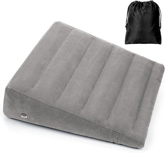 Inflatable Wedge Pillow for Sleeping, Portable Travel Wedge Pillow for Sitting in Bed, Inflatable Wedge Pillows for Travel, Blow Up Under Knee Pillow