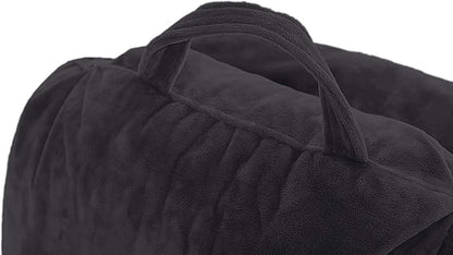 Husband Pillow Medium Black, Backrest for Kids, Teens, Petite Adults - Reading Pillows with Arms, Adjustable Loft, Plush Memory Foam, Bed Rest Chair for Sitting Up, Detach Neck Roll, Removable Cover