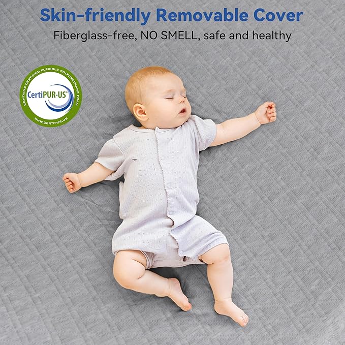 Vipbear Short King Size 4 Inch Mattress Topper, Cooling Gel Memory Foam with Bamboo Fiber Cover, Medium Firm Spine Support