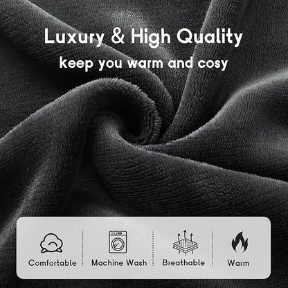 Heated Electric Blanket King Size 90''x100'', Dual Controller Soft Flannel with 10 Heat Settings 1-12 Hour Auto Off Large Blanket for Bed - Dark Gray