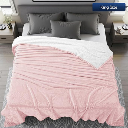 Utopia Bedding Sherpa Blanket King Size (Pink, 90x102 Inches) - Soft Lightweight Plush Fleece Reversible Blanket for Bed, Sofa, Couch, Camping and Travel