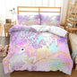CVHOUSE Rainbow Unicorn Bedding Set for Girls - Queen Size, Soft Comforter Cover Set with 1 Duvet Cover, 2 Pillowcases, Girls Room Decor