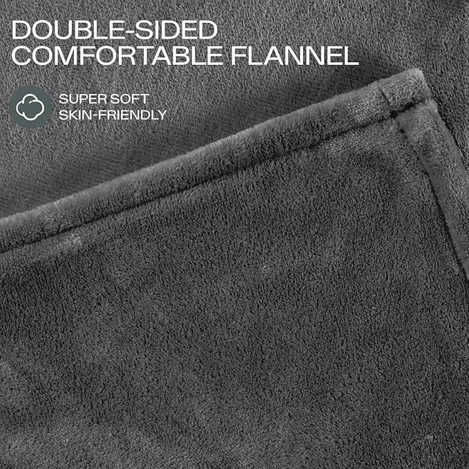 Heated Blanket Electric Blanket Full Size 72''x84'', Double-Layer Flannel Heating Blanket with 10 Hour Auto Off & 8 Heat Settings, Heated Throw Blanket for Full Body, Bed, Machine Washable, Dark Grey