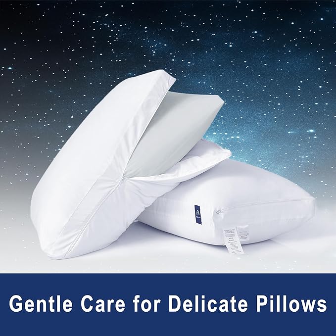 ACCURATEX Fluffy Pillow Cover, 100% Cotton Shell Filled with Down Alternative, Revive Old Flat Pillows, L Shaped Zipper Pillow Protector for Standard Size Pillow, Removable & Machine Washable