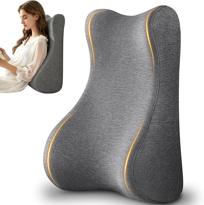 Reading Pillow for Bed,Ergonomic Wedge Pillow Headboard,Memory Foam Back Support Pillow for Bed Sitting Up Adult Sleeping,Wedge Headboard Pillow for Sleep Apne on Bedrest Couch Floor,Grey