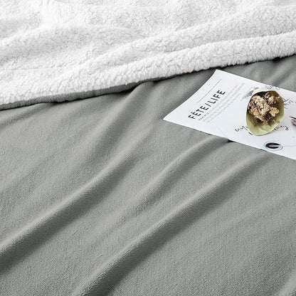 IR Imperial Rooms Silver Sherpa Blankets Queen Size for Bed - Wholesale Bulk Pack of 9 Sherpa Blankets - Soft Fluffy Throw Blanket for Hotels, Guest Bedroom, 90x90 Inches