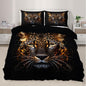 Tiger Duvet Cover Oversized King Cheetah Bedding Set 3 Piece Bedroom Decor Abstract Animal Comforter Cover and 2 Pillow Sham with Zipper Closure