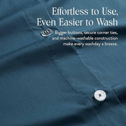 Brooklinen Luxury Percale Duvet Cover – 100% Cotton, Cool, Crisp, Extra-Long Corner Ties, Button Closure, Soft & Breathable – Machine Washable, Duvet Cover Full/Queen Bed Sizes (Abyss)