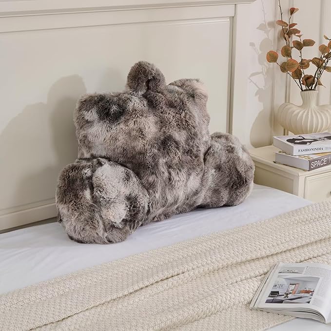 Reading Pillows for Boyfriend Adult,Velvet Back Pillow Bed Wedge Large, Back Rest Support Cushion for Sitting Up in Bed/Couch for Bedrest 18inch-Tie-dye Gray