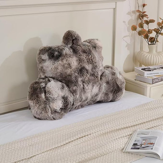 Reading Pillows for Boyfriend Adult,Velvet Back Pillow Bed Wedge Large, Back Rest Support Cushion for Sitting Up in Bed/Couch for Bedrest 18inch-Tie-dye Gray