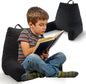 Cheer Collection Reading Pillow with Arms – Portable Bed Pillow for Sitting Up & Support, Hollow Fiber-Filled Back Rest Pillow for Sitting in Bed & Couch, Machine Washable, Black (Small)
