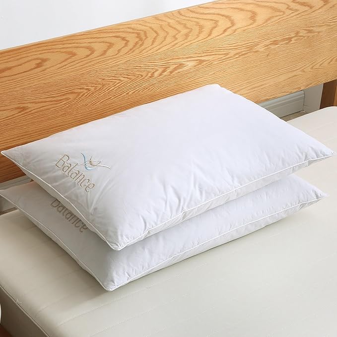feather & loom Balance Bed Pillow, Memory Foam Core with Nano Feather Surround - Pack of 2 | Size: Jumbo