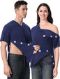 Magnetic Buttons Post Shoulder Surgery Recovery Shirt for Men V-Neck Tear Away Adaptive Chemo Port Clothing for Women