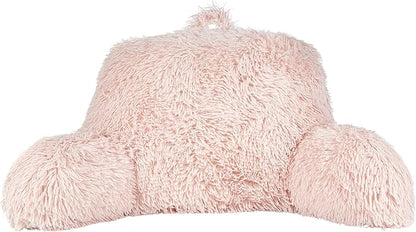 Klear Vu Shaggy Reading Pillow Back Rest Body Pillow for Adults and Kids, Lumbar and Arm Support on Bed, Chair, Couch, Sofa and Floor, 30" x 21", One Size, Dusty Rose