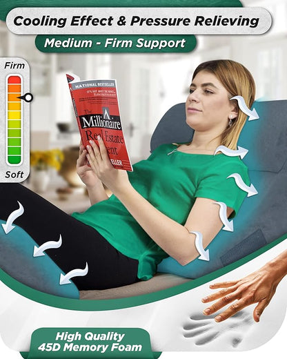 Lunix 4pcs Orthopedic Bed Wedge Pillow Set, Post Surgery Memory Foam for Back, Knee, Leg Pain Relief, Sitting Pillow for Sleeping, Acid Reflux, GERD, with Hot Cold Pack, 100% Navy