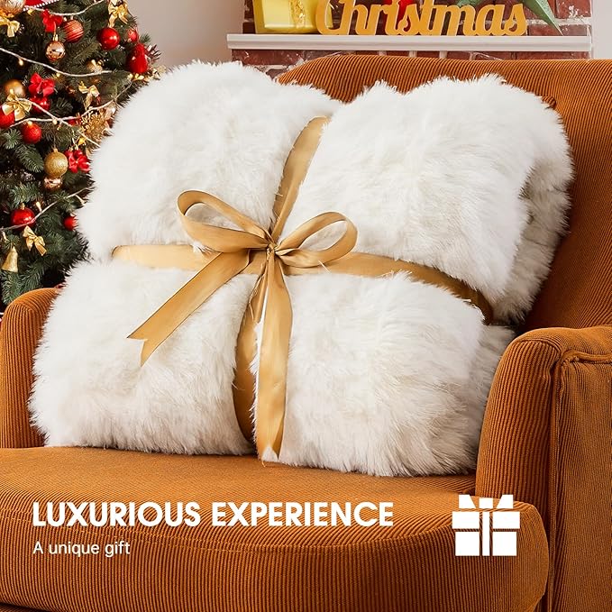 Heated Electric Blanket Queen–Faux Fur with Soft Thick Sherpa,Warm Winter Birthday Gifts for Women Grandma,Dual Control,10 Heat Settings,5 Time Settings, 84x90, Snow Cloud