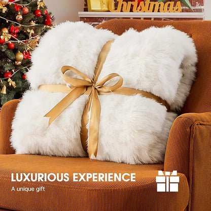 Heated Electric Blanket Queen–Faux Fur with Soft Thick Sherpa,Warm Winter Birthday Gifts for Women Grandma,Dual Control,10 Heat Settings,5 Time Settings, 84x90, Snow Cloud