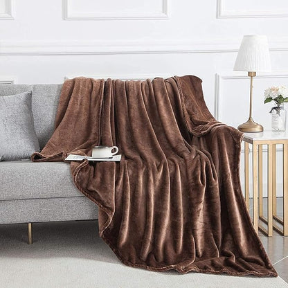 IR Imperial Rooms Fleece Blankets Queen Size 90x90 Inches- 8 Pack - Super Soft Fluffy Throw Blanket for Sofa and Bed - Warm and Cozy Lightweight 400 GSM Microfiber Bed Throws Blankets (Queen, Coffee)