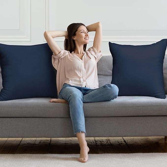 Utopia Bedding 26x26 Pillow Inserts, Set of 2, Navy – Indoor Decorative Throw Pillows for Bed, Sofa & Couch – Soft, Supportive & Fluffy Cushion Inserts
