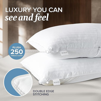 Beckham Hotel Collection Shredded Memory Foam Pillow 2-Pack Queen | Adjustable Fill Cooling Bed Pillows for Side, Back & Stomach Sleepers