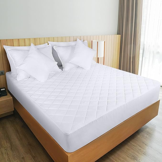 Utopia Bedding Quilted Fitted Mattress Pad, Super Queen Size, Elastic Fitted Mattress Topper Protector and Cover with Deep Pocket Stretches up to 16 Inches, Machine Washable (White)