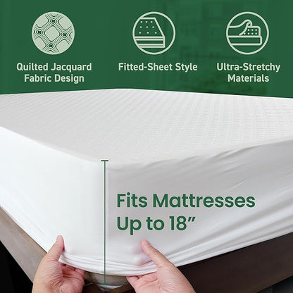 SafeRest Sleepure Waterproof Mattress Protector California King Size - Viscose Derived from Bamboo - Fitted with Stretchable Pockets - Machine Washable Cotton California King Mattress Cover for Bed