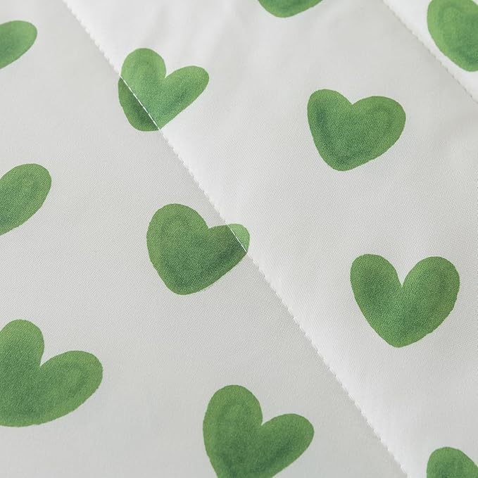 Caressma Sage Green Comforter Set King Size 3 Pieces, All Season Fluffy Soft Lightweight Bedding Set with Cute Heart(1 Comforter & 2 Pillowcases)