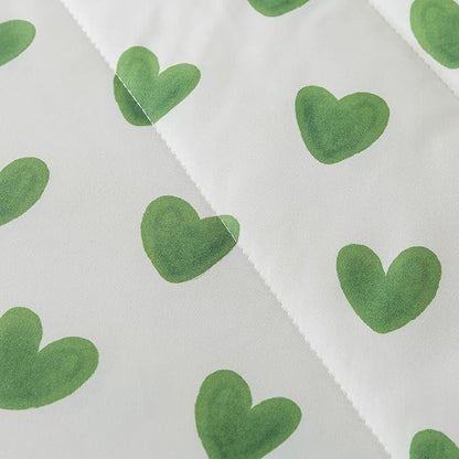 Caressma Sage Green Comforter Set King Size 3 Pieces, All Season Fluffy Soft Lightweight Bedding Set with Cute Heart(1 Comforter & 2 Pillowcases)