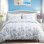 Blue Floral Duvet Cover Queen Size 100% Cotton Botanical Coquette Comforter Cover 3 Pieces Soft & Breathable French Style Duvet Cover with Zipper Closure