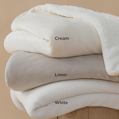 Bedsure GentleSoft Sherpa Fleece Throw Blanket for Couch - Thick and Warm Throw for Women and Men, Soft Fuzzy Plush Blanket for Winter, White, 50x60 Inches