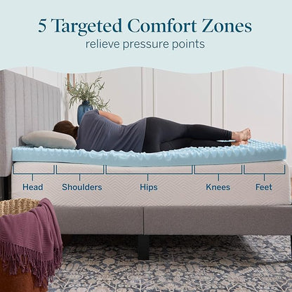 LUCID 3 Inch Gel Memory Foam Mattress Topper, California King size – 5 Zones – Cooling Gel Infusion – CertiPur Certified Foam