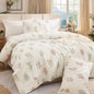 100% Washed Cotton Duvet Cover Twin Size - Linen Like Reversible Durable Soft Floral Duvet Cover Sets, 2 Pieces White Comforter Cover with Zipper Closure