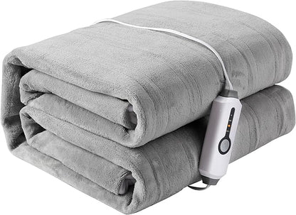 Electric Mattress Pad Twin Size 39"x75" with 10 Hours Auto Off 4 Heat Setting Simple Controller Fit Up to 15 Inch Deep Pocket, Machine Washable - Light Gray