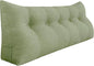 11 lbs Thickened Headboard Pillow Wedge Pillow Headboard Reading Pillow Bed for Comfortable Backrest Reading Triangular Pillow with Side Pocket for Sitting in Bed Cotton Linen Green Queen