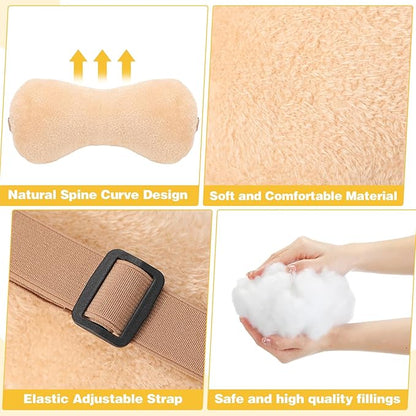 1 Pc Neck Pillow for Recliner Headrest Pillow Bone Shaped Chair Plush with Adjustable Strap Neck Support and Pain Relief Curve Head Cushion for Car Travel Airplane (Coffee)