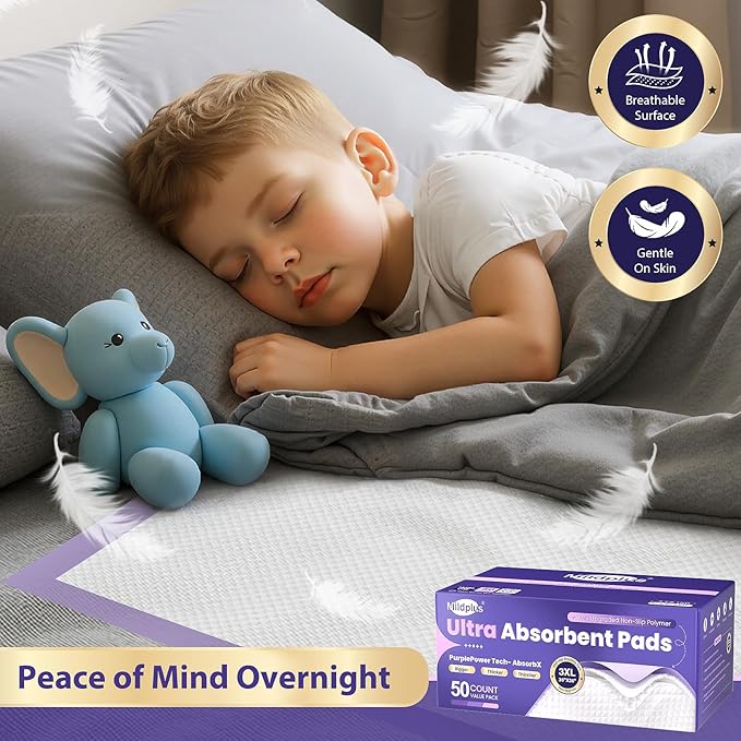130 Grams Heavy Duty Bed Pads 36''X36'', 50 Count Disposable Purple Underpads, Extra Large XXXL Chucks Pads, 3X Thicker Incontinence Pads for Adults, Kids or Pets from MILDPLUS