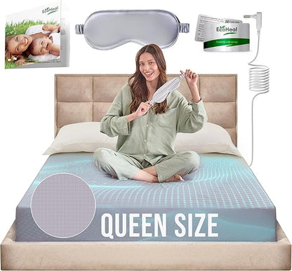 Earth Grounding Sheets Queen Size with 12% Silver Fiber & 4% Silk & 84% Cotton - Gray - SGS Quality Certified Grounded Well Bed Sheet - Conductive Fitted Sheet for Better Sleep