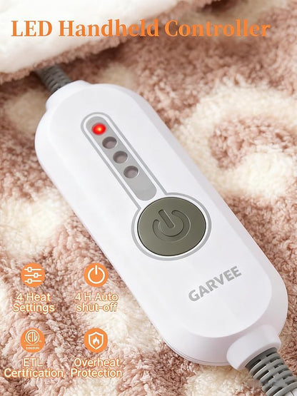 GarveeHome Electric Blanket Heated Throw, Heated Blanket Soft Double Sherpa Super Cozy with 4 Heating Levels & 4 Hours Auto Off, Over-Heat Protection, Machine Washable, ETL Certification, Pink 50"x60"