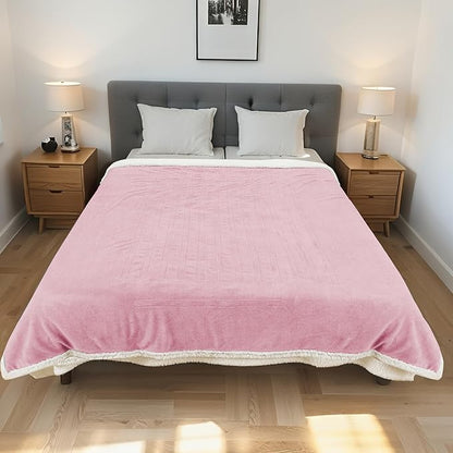 Electric Heated Blanket Full Size 72"x84" - Dual-Sided with Microplush & Sherpa Fabric, 4 Heat Settings & 10 Hours Auto Off, Machine Washable - Pale Pink
