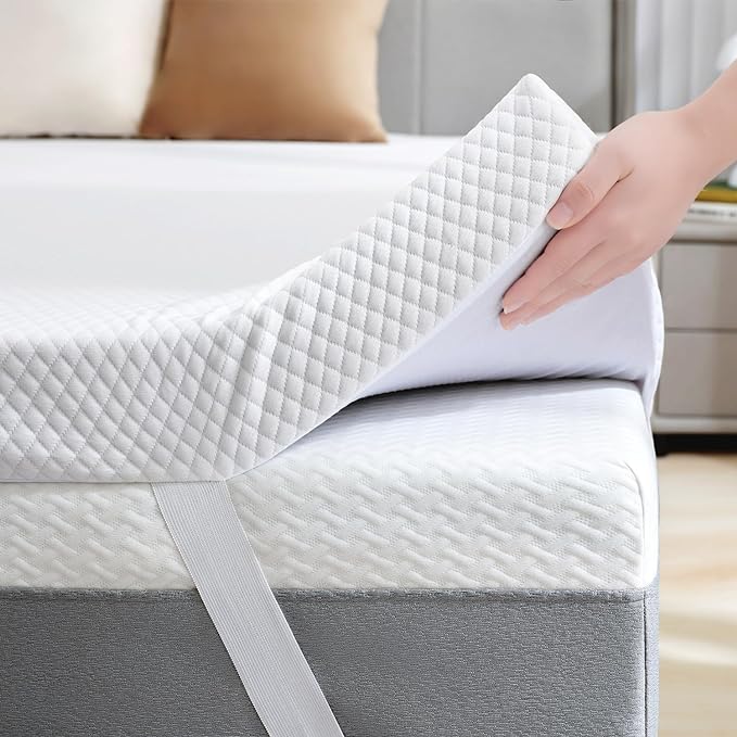 SINWEEK 2 Inch Gel Memory Foam Mattress Topper Full XL Size, Ventilated High Density Pad for Back Pain, Bed Topper with Removable Soft Cover, CertiPUR-US Certified