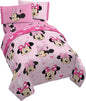Jay Franco Disney Minnie Mouse Hearts N Love 4 Piece Twin Bed Set - Includes Reversible Comforter & Sheet Set - Super Soft Fade Resistant Microfiber - (Official Disney Product)