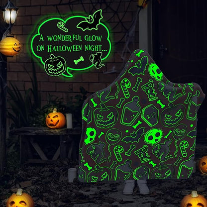 Halloween Blanket Gifts for Kids Adults - Glow in The Dark Halloween Throw Blanket with Spooky Pumpkin Bat Ghost Spider Print, Soft Cozy Orange Fall Fleece Throws for Couch Bed Home Decor 50"x60"