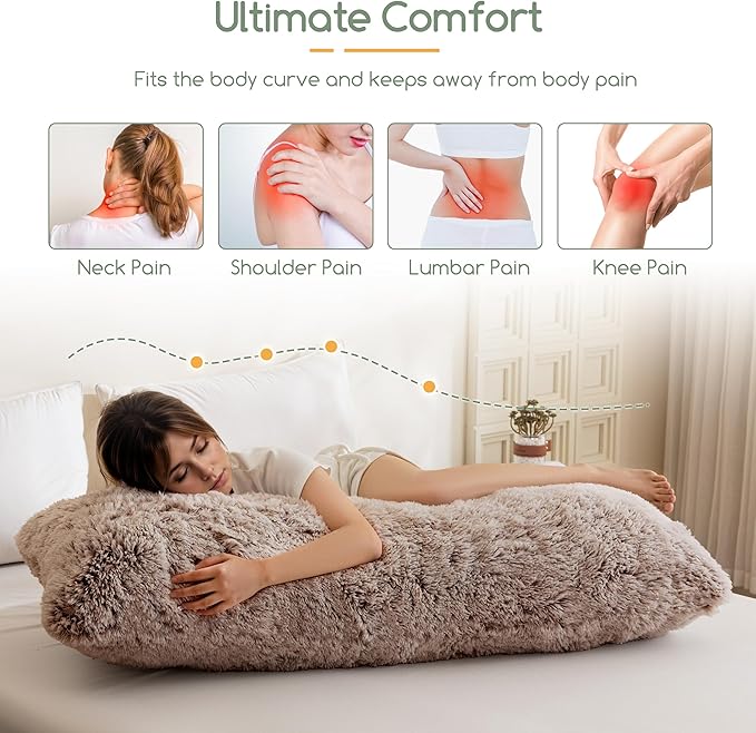 HIGOGOGO Body Pillow for Adults Extra Long Full Body Pillow with Removable Cover and Memory Foam Filling, for Side Sleepers and Pregnancy, Soft Support Pillow, Machine Washable (20x54 Inch)