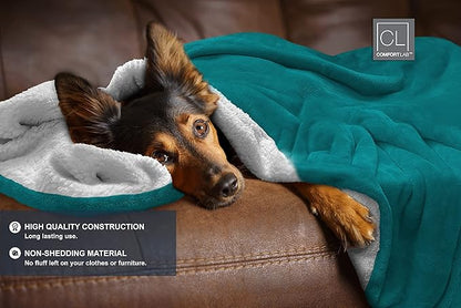 Comfort Lab Reversible Flannel Sherpa Throw Blanket - Elegant Fluffy Throw Blankets for Couch and Home Decor - Anti Pilling Non Shedding Cozy & Warm Fleece Throws - Kids/Pet (40" x 50") - Teal
