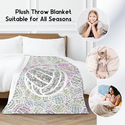Volleyball Gifts, Volleyball Blanket for Teen Girls, Team Gift for Sport Lovers, Soft Plush Girls Throw Blankets Party Decorations for Bed Living Room, 60"x80"